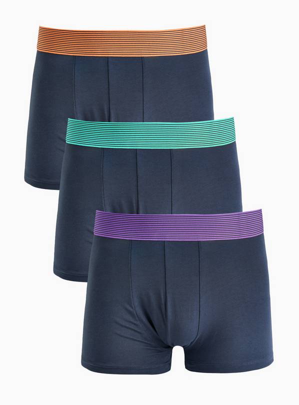 Navy Bright Waistband Hipsters 3 Pack XS